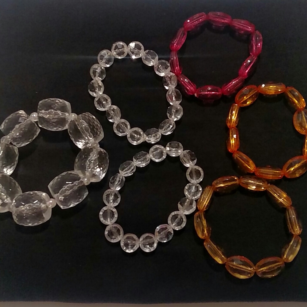 Bundle of 6 Resin Beaded Bracelets